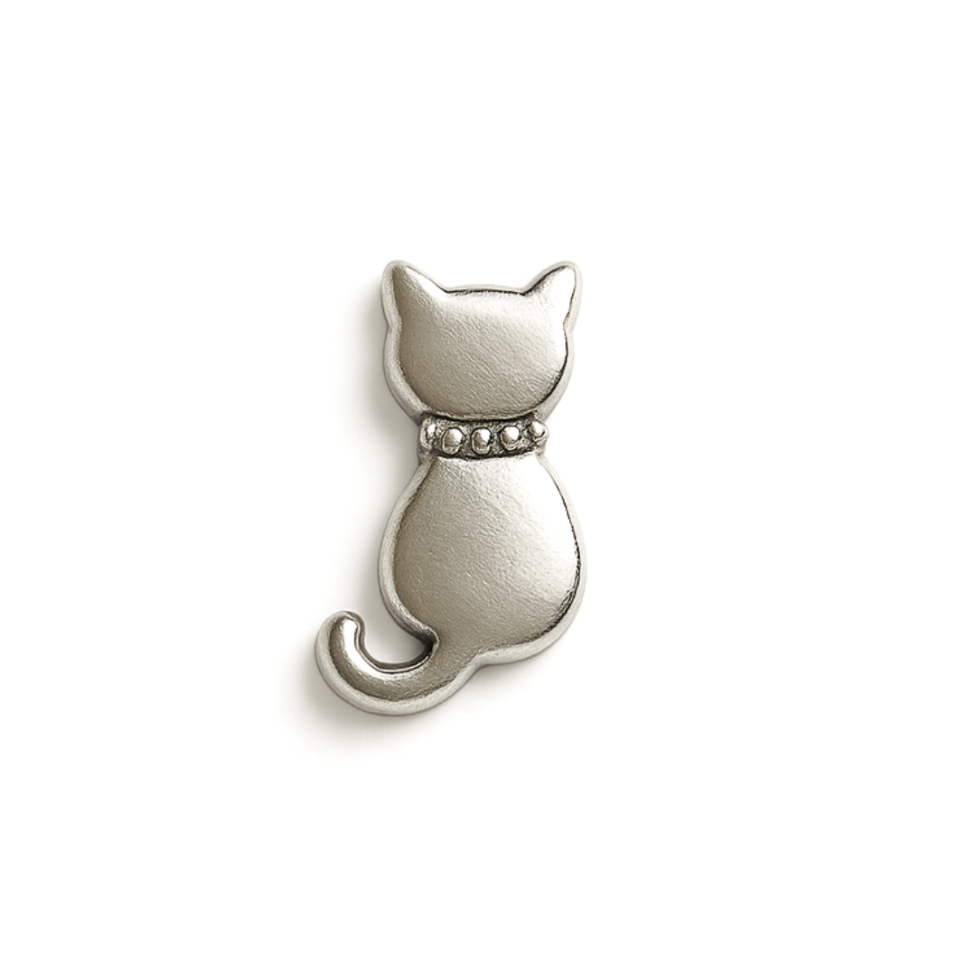 Charm - Gato de Costas Prata