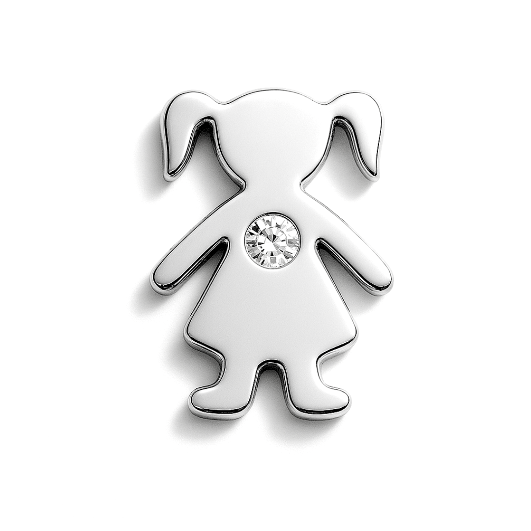 Charm - Menina c/cristal Prata