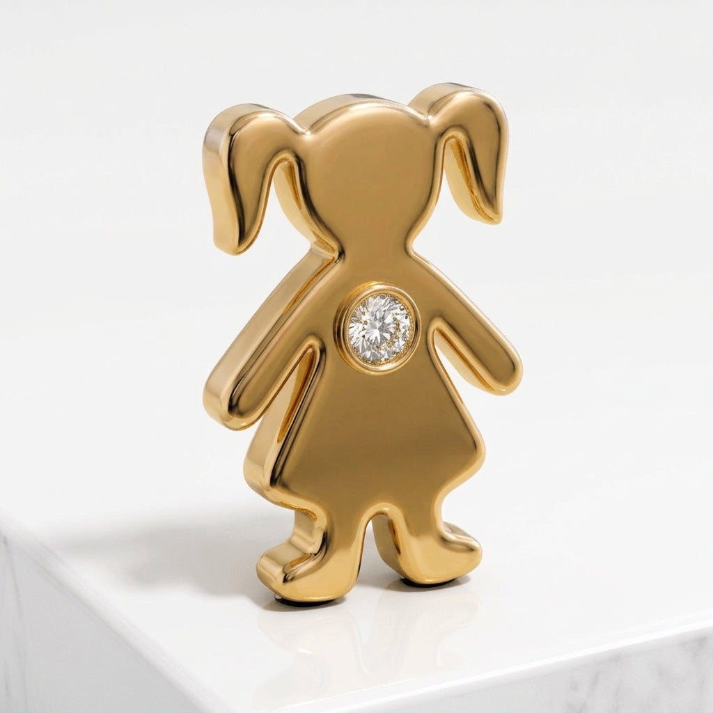 Charm - Menina c/cristal Dourada