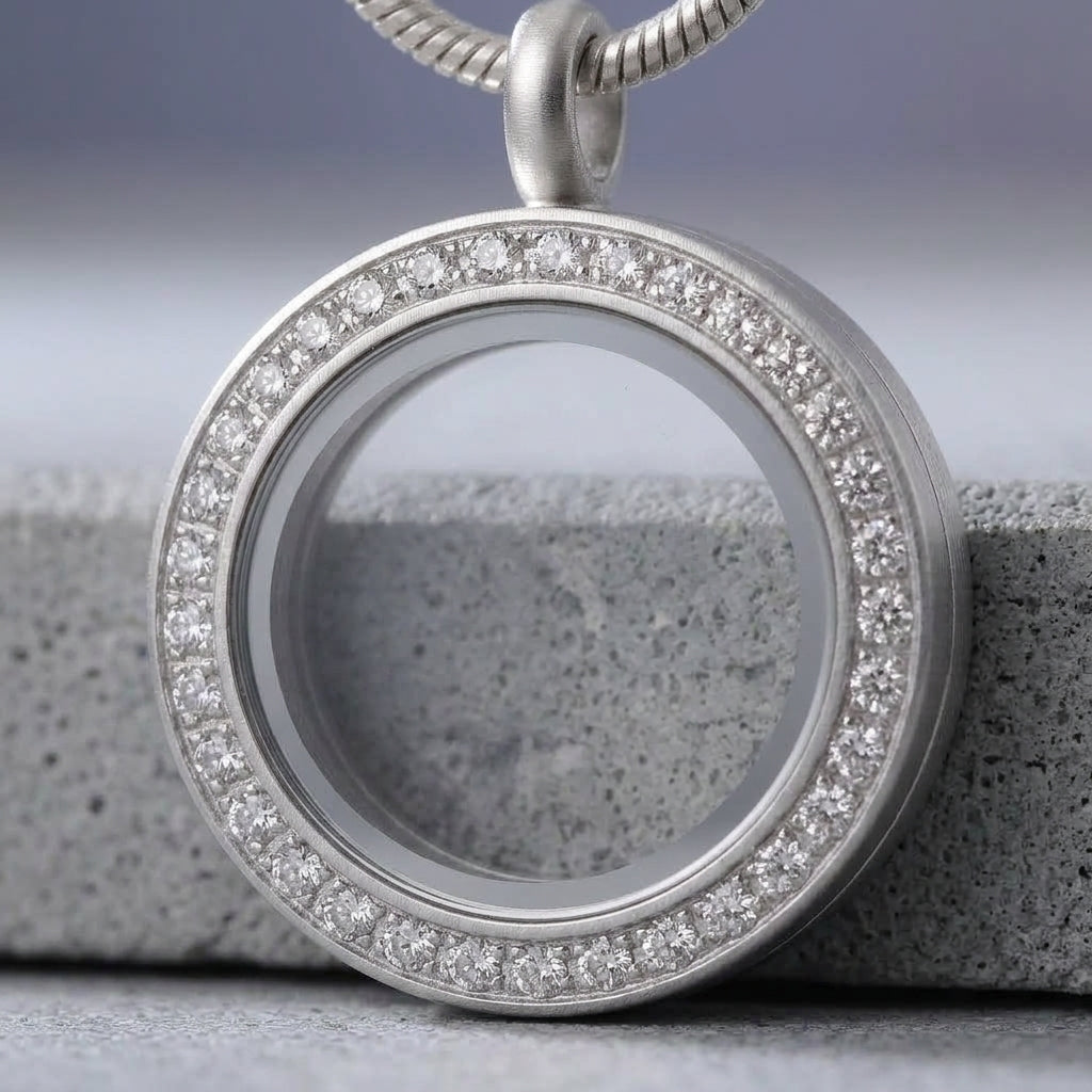 Medallón Plata C/brillo Pequeño + Cadena Plata
