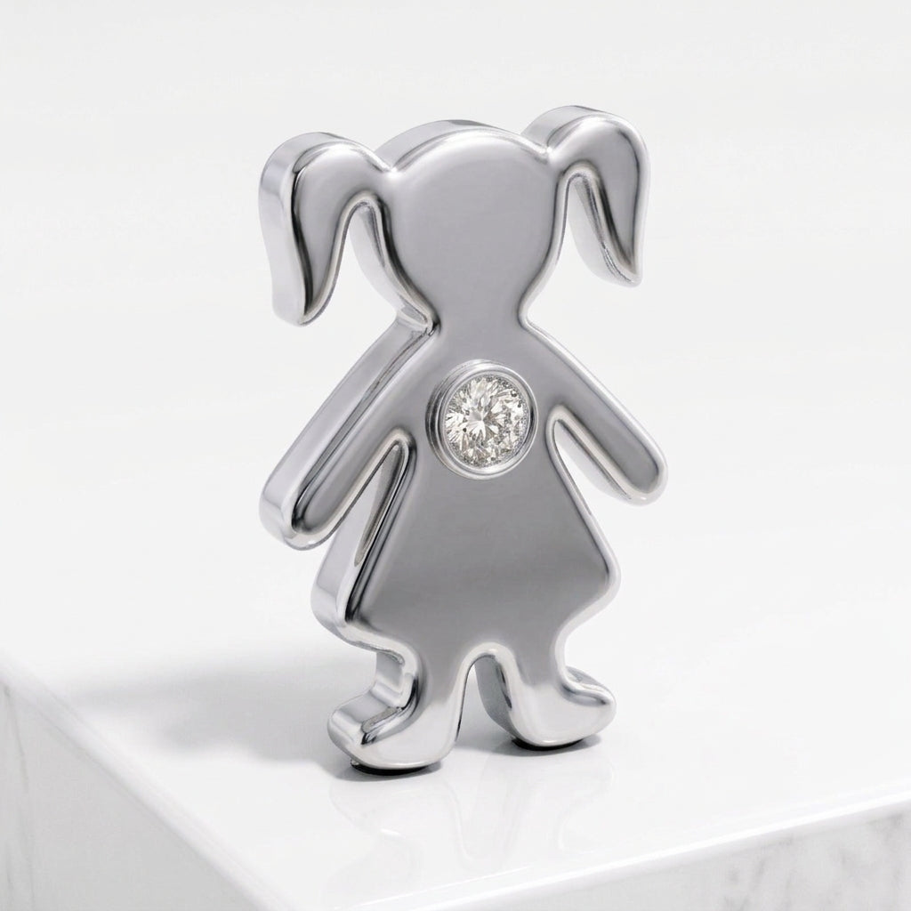 Charm - Menina c/cristal Prata