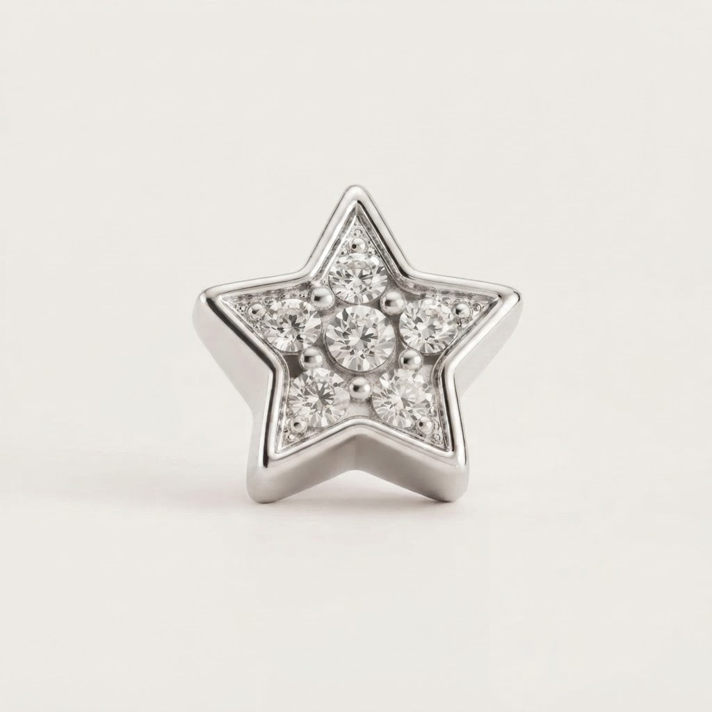 charm - estrela prata c/brilho
