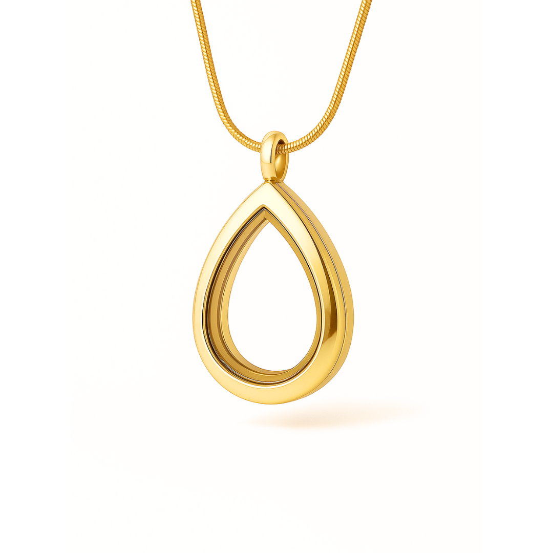 Medalhão Dourado Gota + Fio Dourado