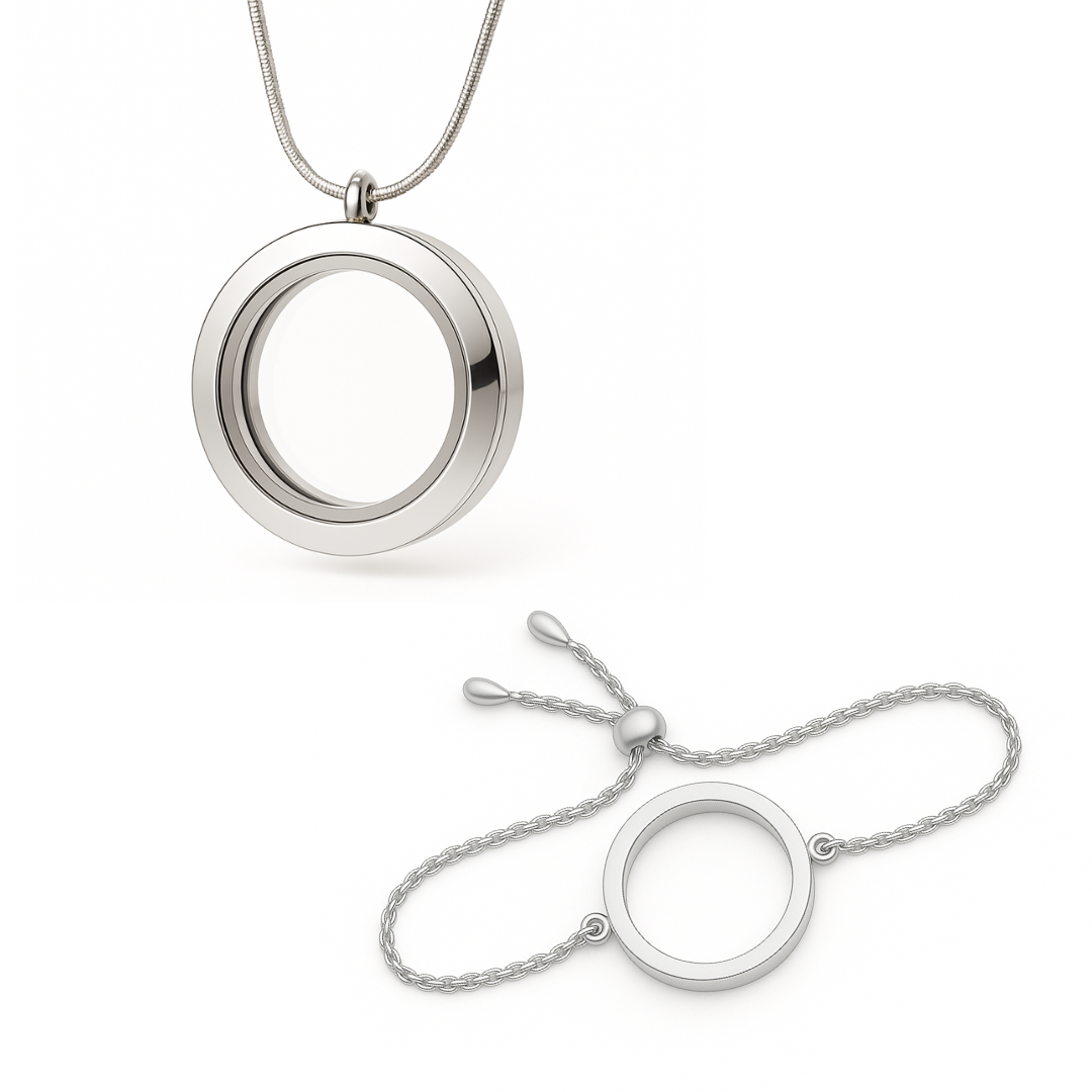 COMBO - Medalhão Grande Prata + Pulseira Prata