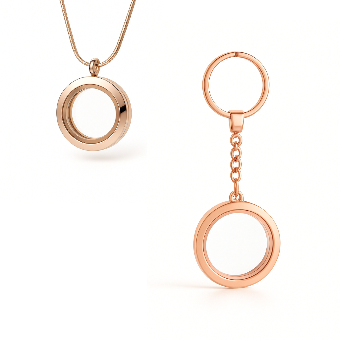 COMBO - Medalhão Pequeno Rosé + Chaveiro Rosé