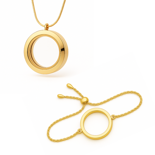 COMBO - Medallón Grande Dorado + Pulsera Dorada