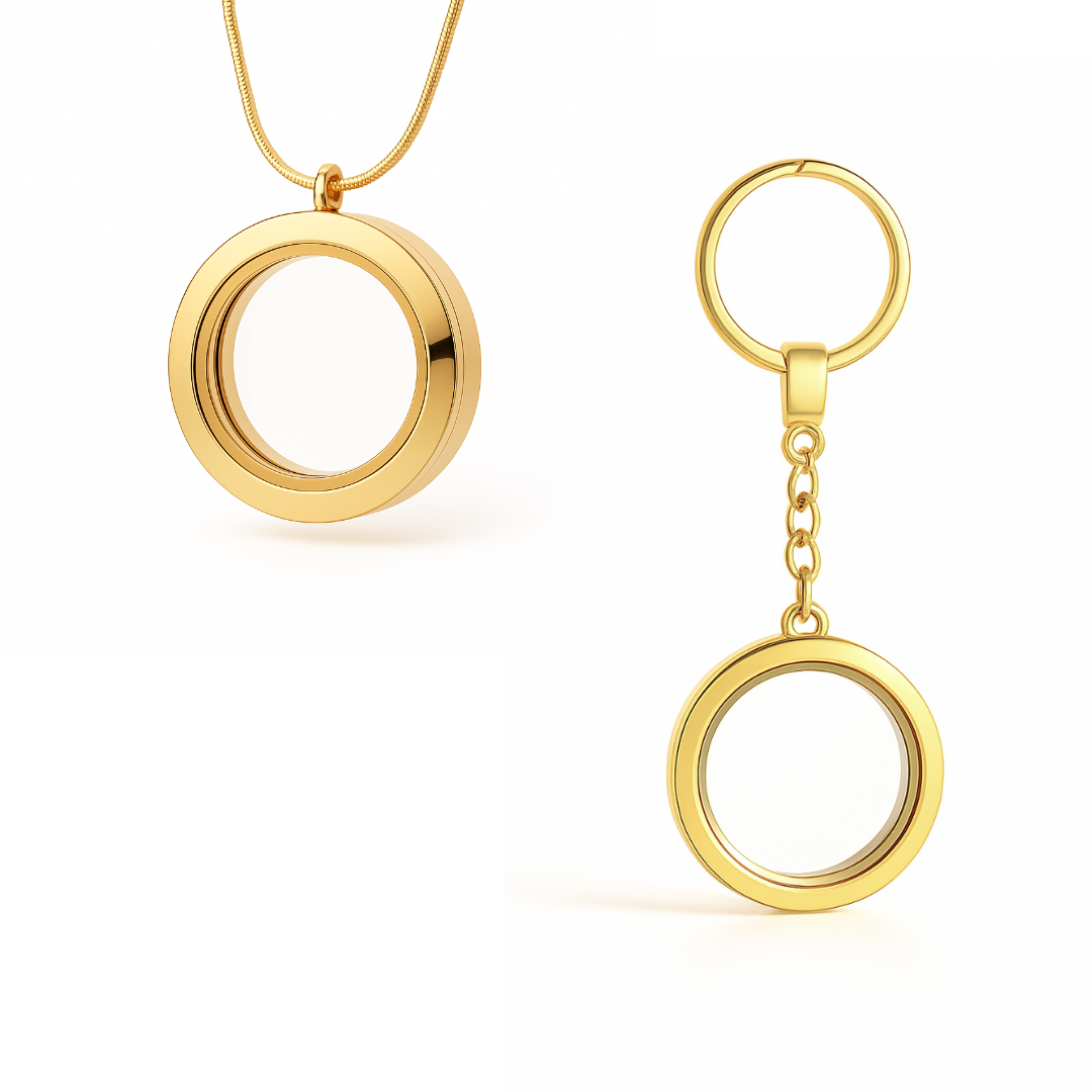 COMBO - Medalhão Grande Dourado + Chaveiro Dourado