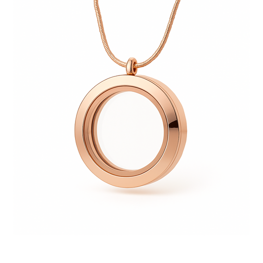 Medallón Rosa Liso Grande + Cadena Rosa