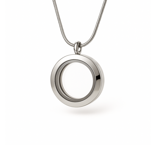 Medallón Plata Liso Pequeño + Cadena Plata