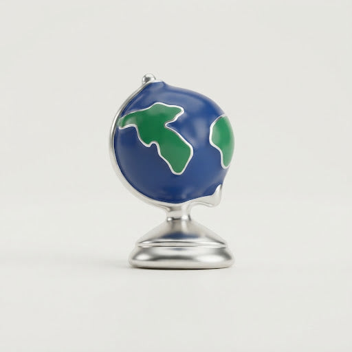 Charm - Mappemonde argentée