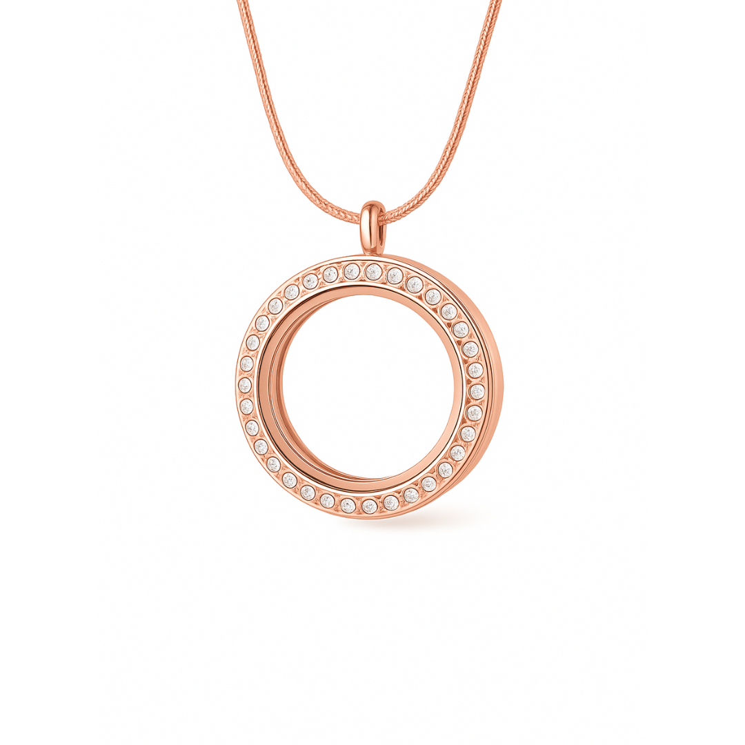 Medalhão Rosé C/brilho Pequeno + Fio Rosé