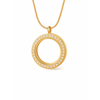 Medalhão Dourado C/brilho Grande + Fio Dourado