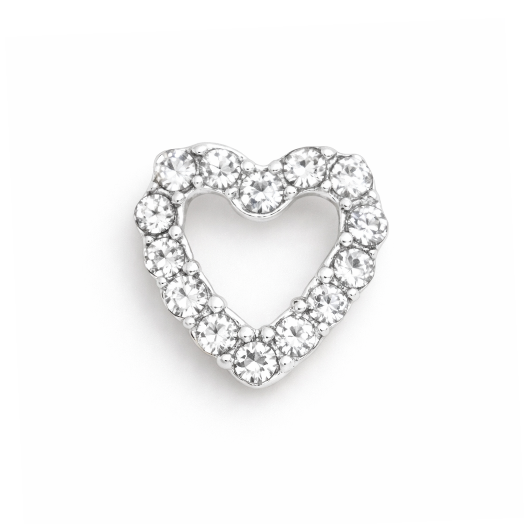 Charm - corazón c/brillo plata