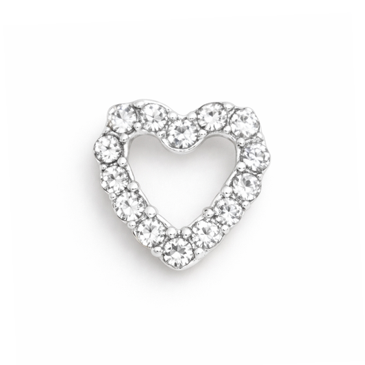 Charm - coração c/brilho prata