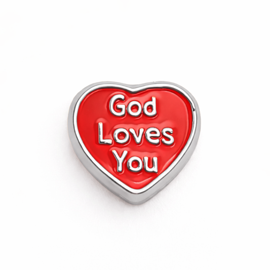 Charm - Coração God Loves you Prata