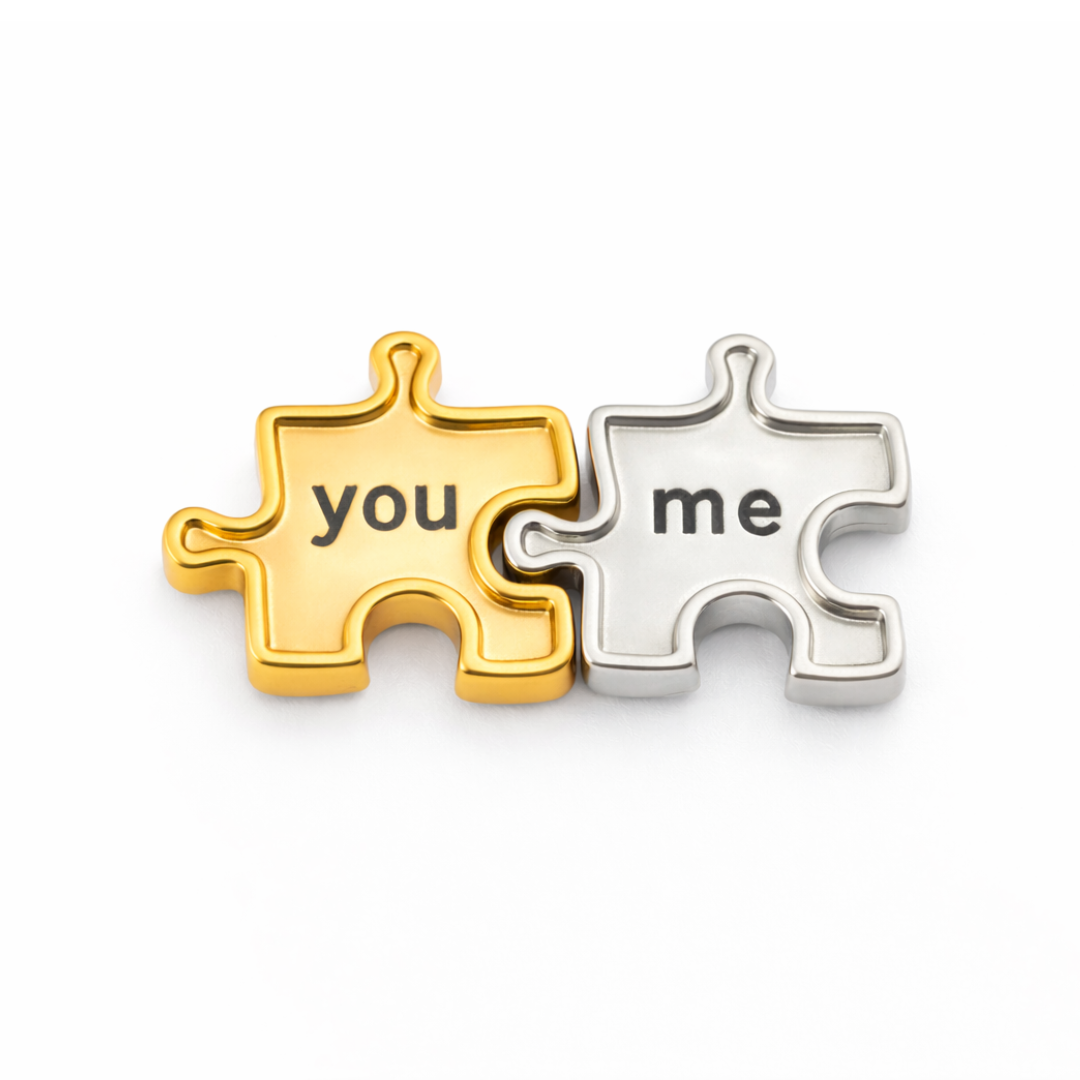 Charm - Puzzle 2 peças "You & Me" dourado e prata
