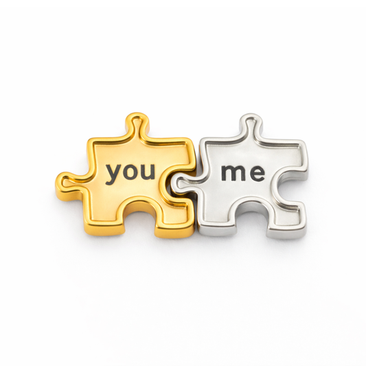 Charm - Puzzle 2 peças "You & Me" dourado e prata