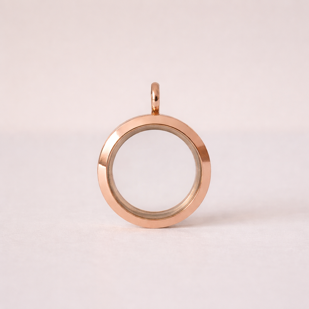 Medalhão Rosé Liso Pequeno + Fio Rosé