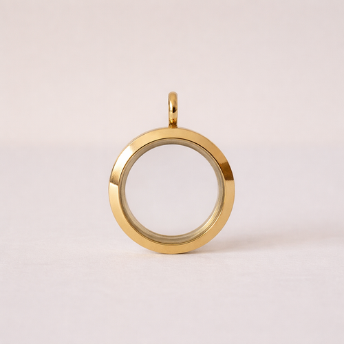 Medalhão Dourado Liso Pequeno + Fio Dourado