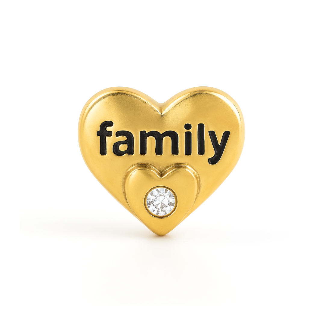 Charm - Coração Family Dourado