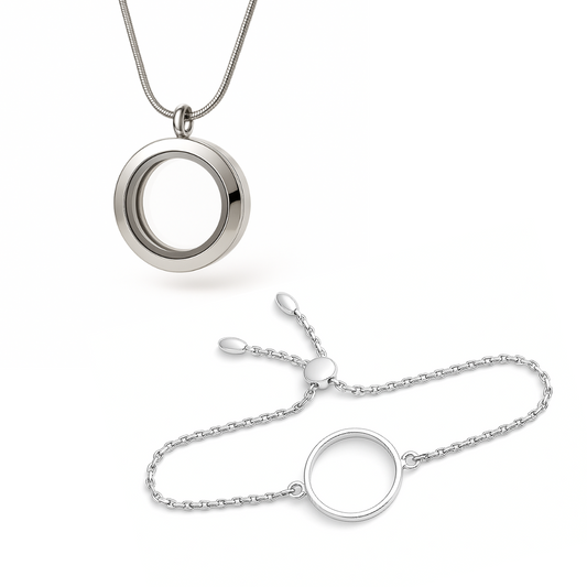 COMBO - Medallón Pequeño Plata + Pulsera Plata