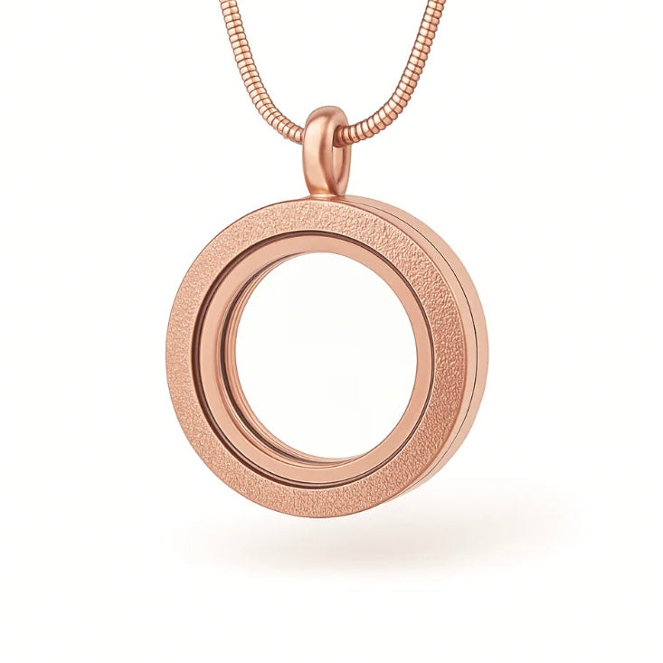 Medalhão Rosé Jateado Grade + Fio Rosé