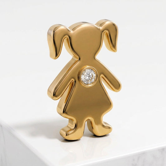 Charm - Menina c/cristal Dourada