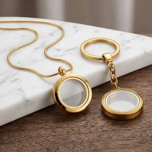 COMBO - Medalhão Grande Dourado + Chaveiro Dourado