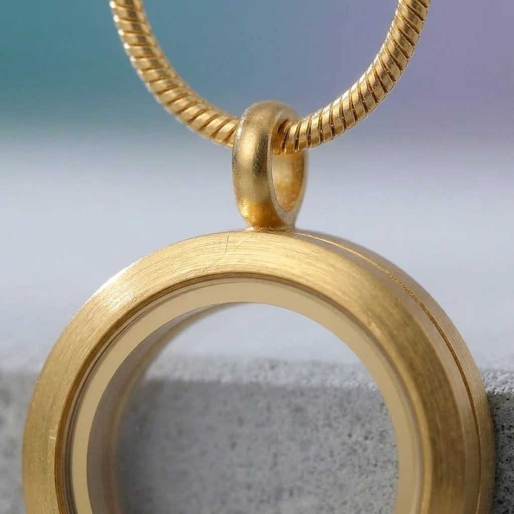 Medalhão Dourado Liso Pequeno + Fio Dourado