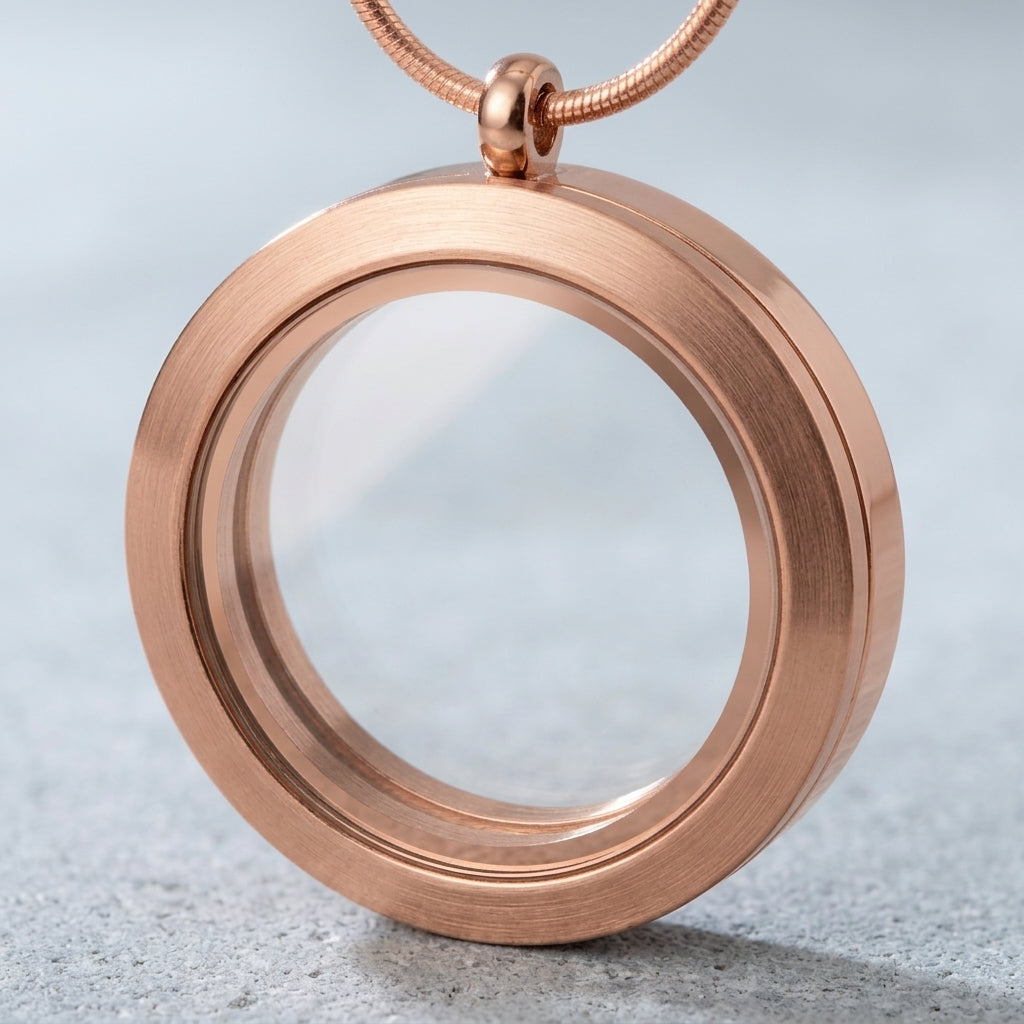 Medalhão Rosé Liso Grande + Fio Rosé