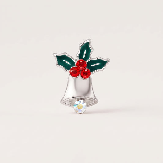 Pendentif - Cloche argentée avec houx