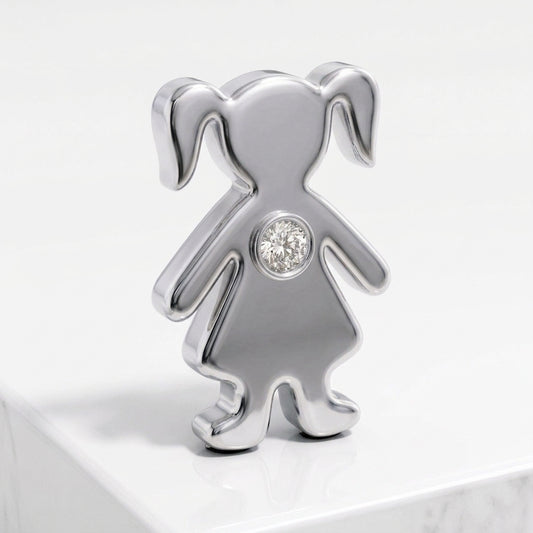 Charm - Menina c/cristal Prata