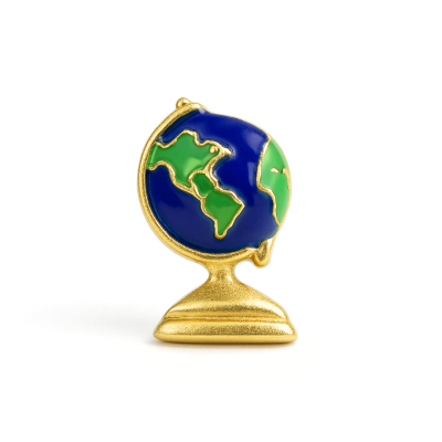 Charm - Mapa Mundo Globo Dourado