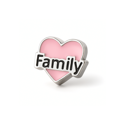 Charm - Coração Family Rosa