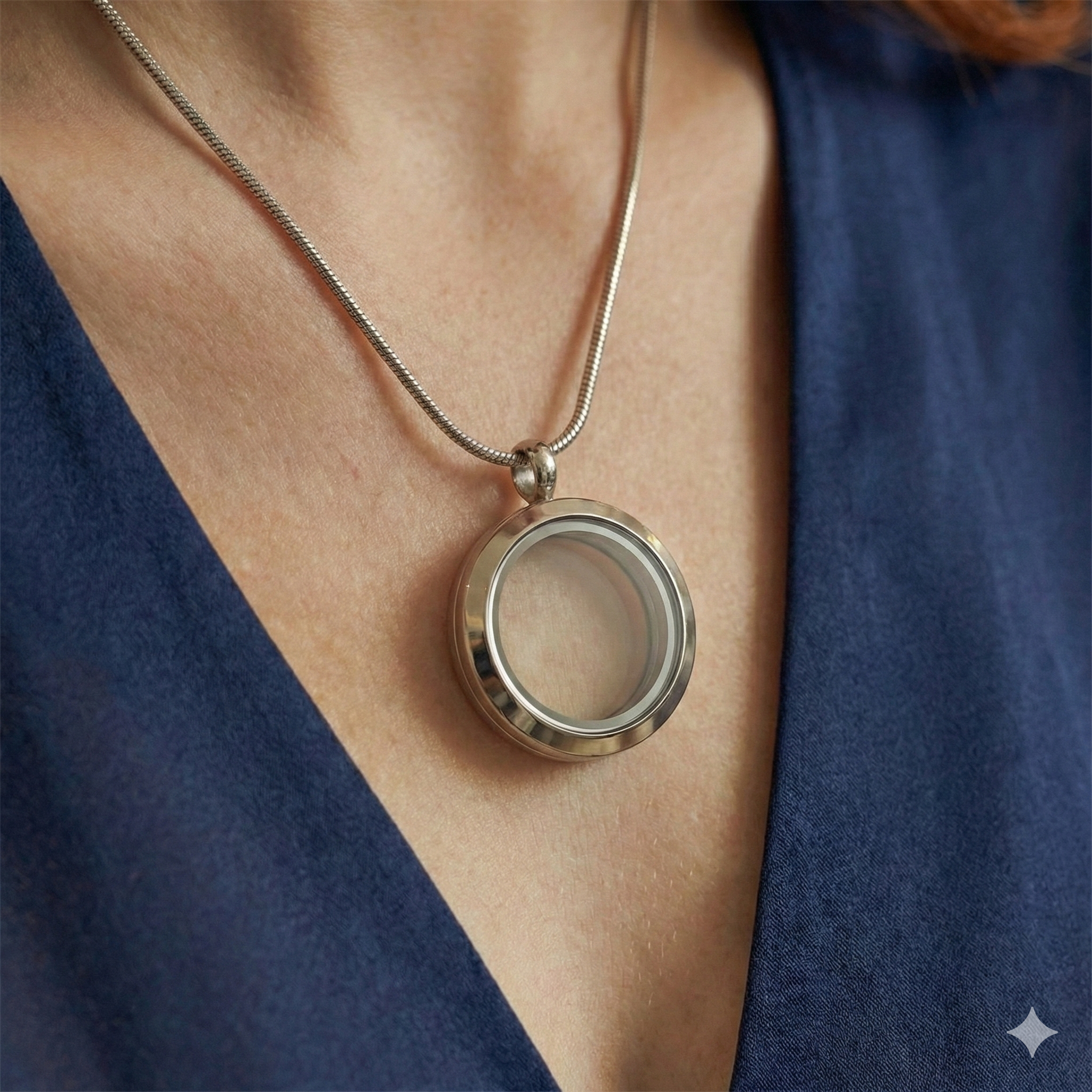 Medalhão Prata Liso Pequeno + Fio Prata