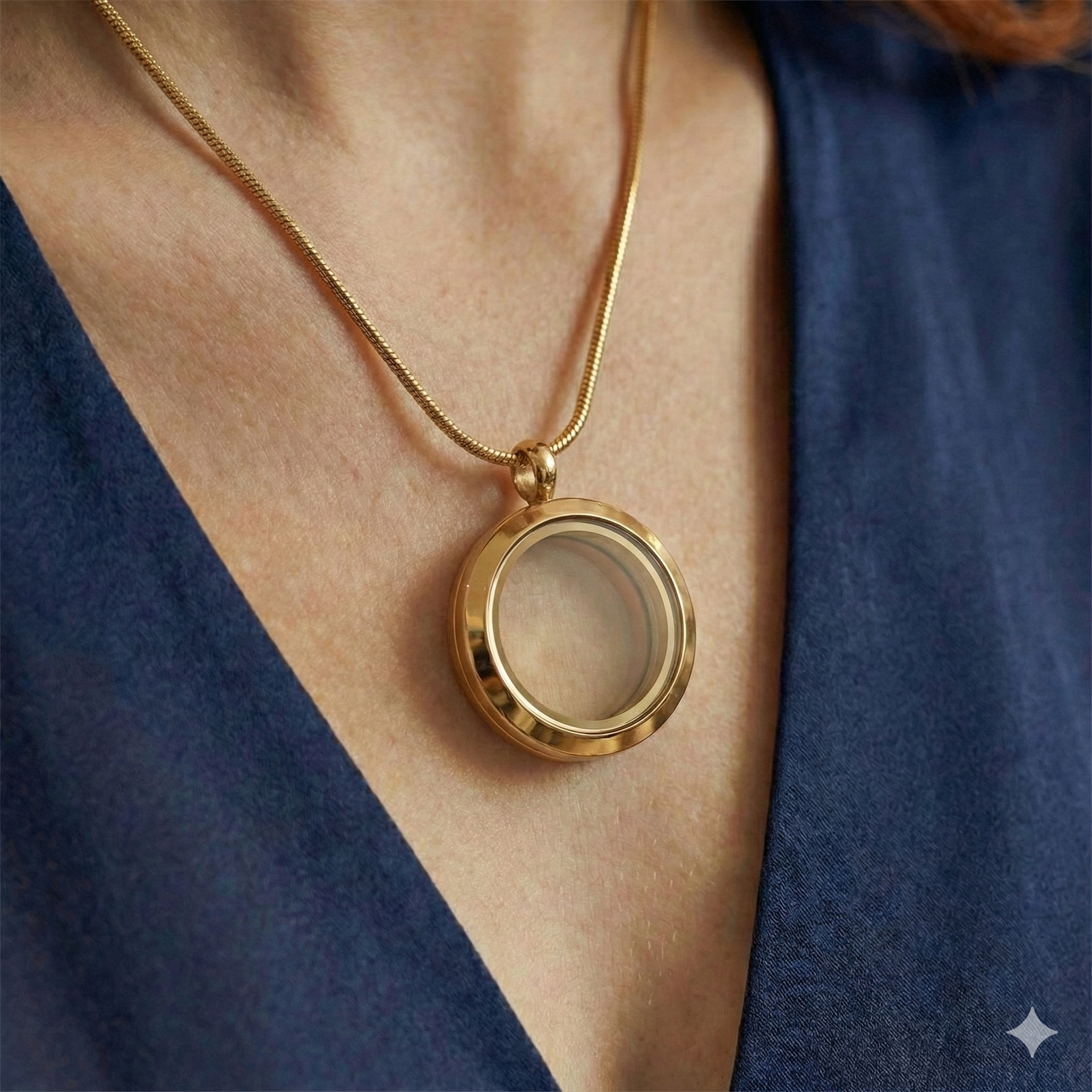 Medalhão Dourado Liso Pequeno + Fio Dourado