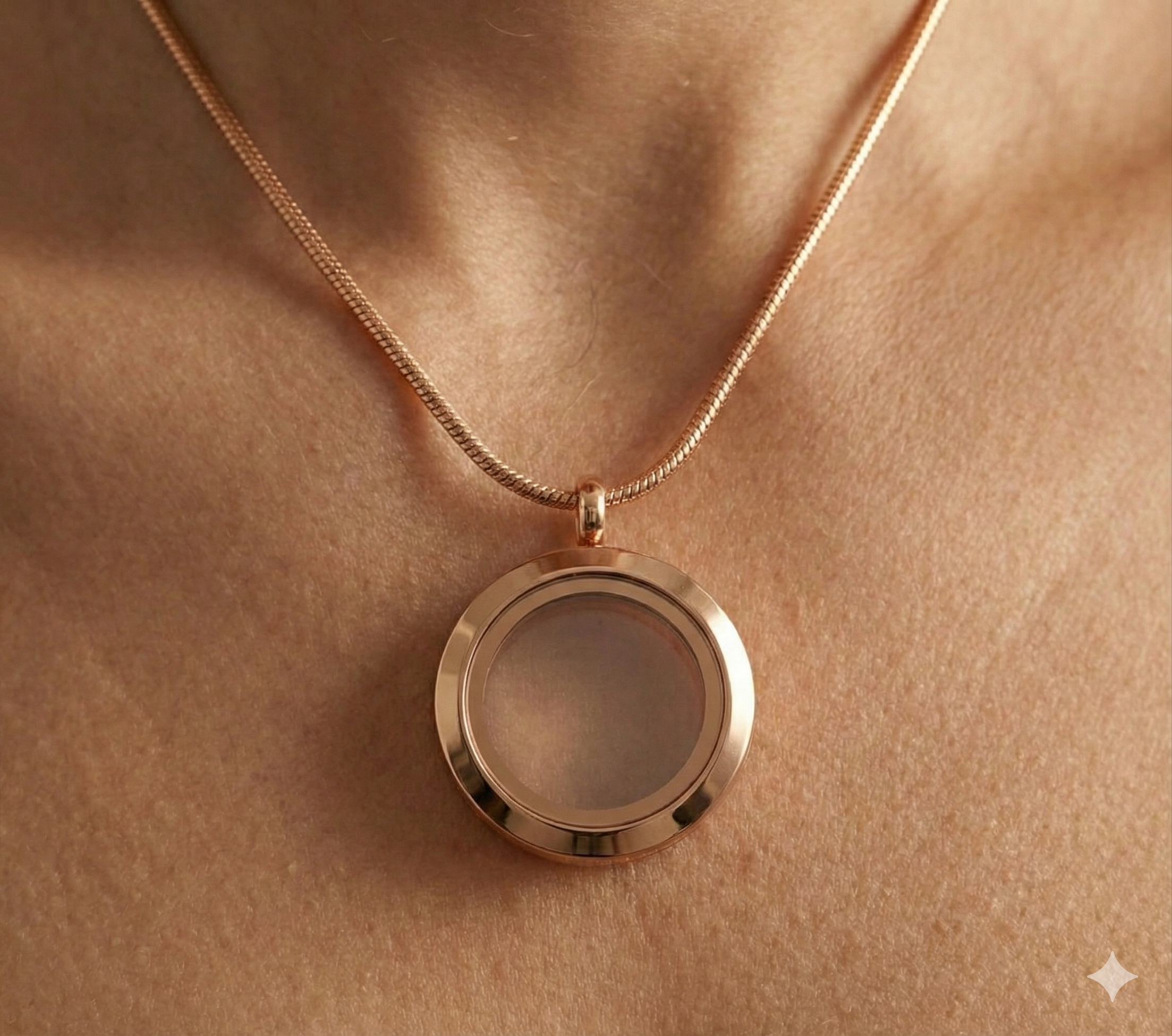 Medalhão Rosé Liso Pequeno + Fio Rosé