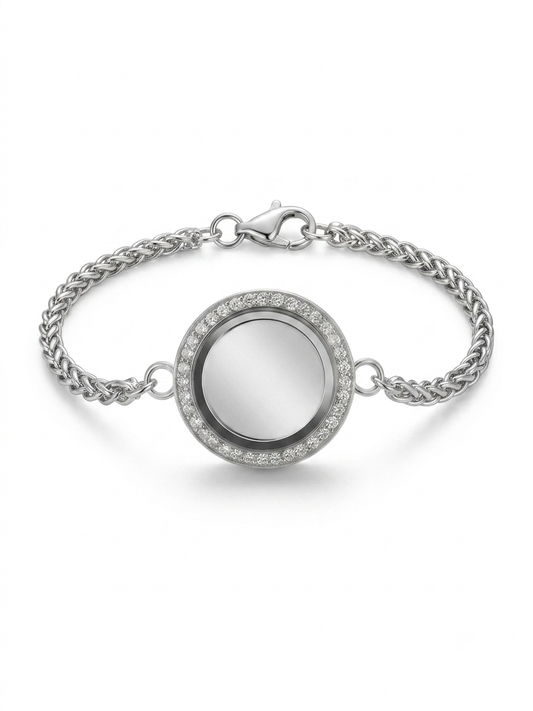 Pulseira Prata c\brilho Fundo Metalizado