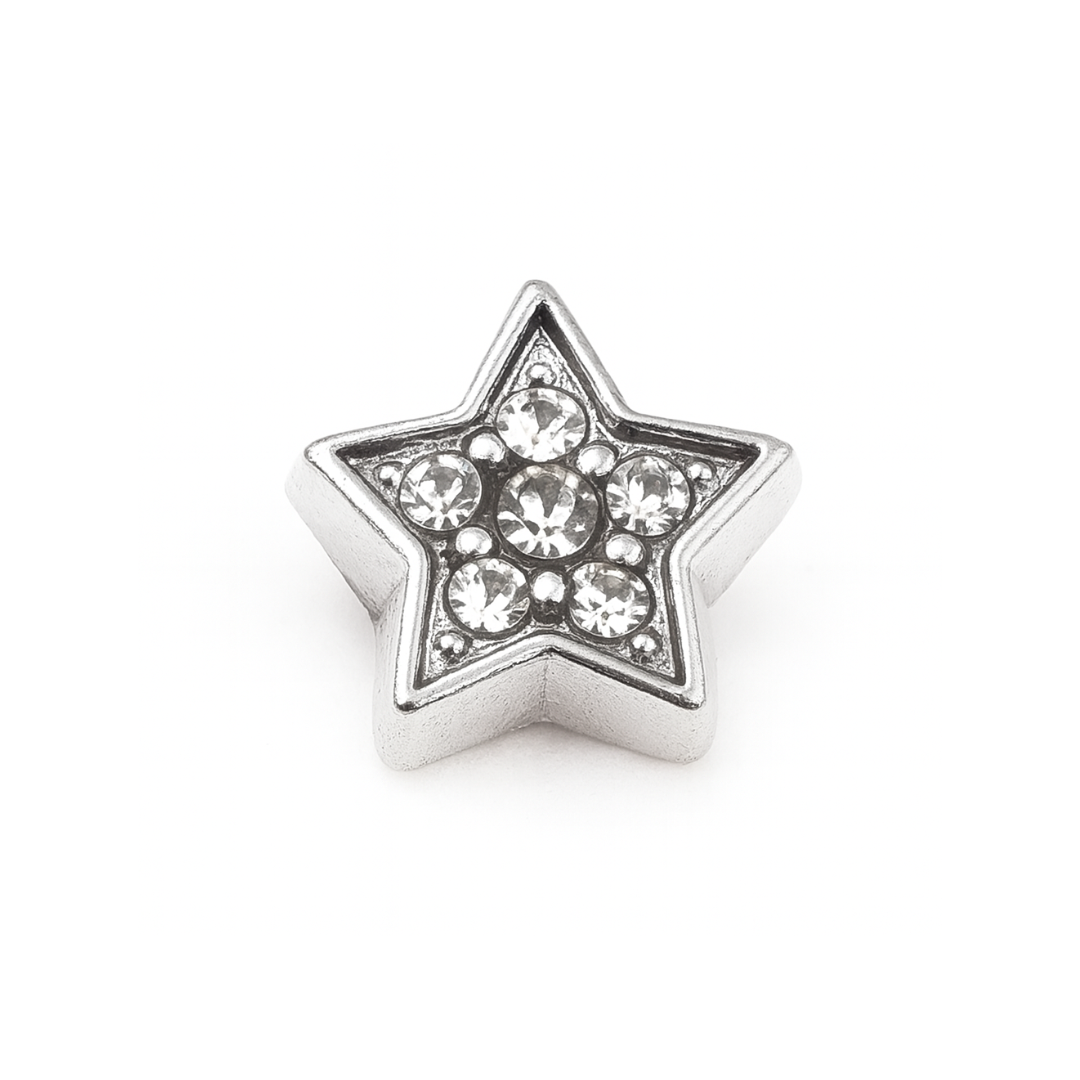 charm - estrela prata c/brilho